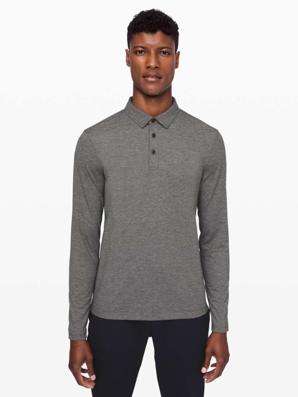 Lululemon Men's Evolution Long Sleeve Polo - Grey/Black